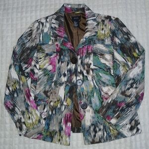 Corduroy Lined Blazer Watercolor Floral Sz M EUC
